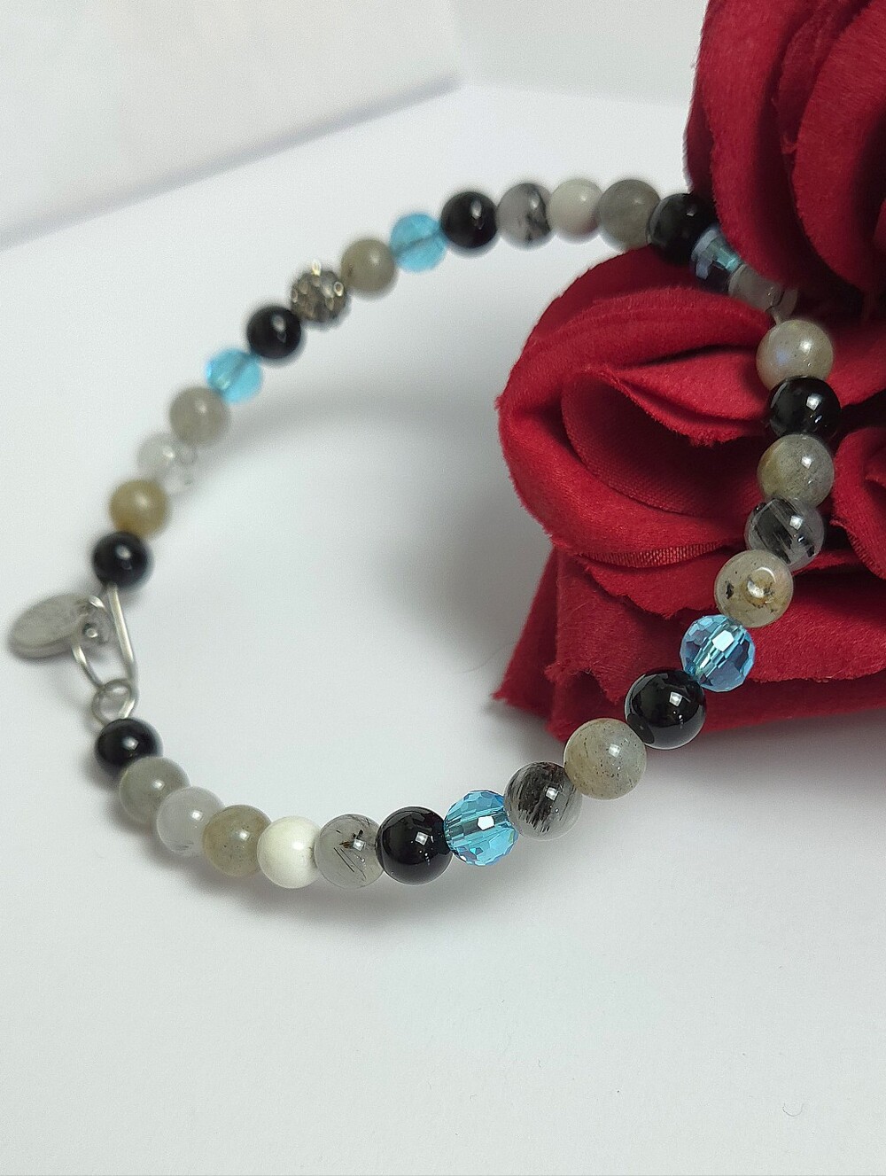 Love this Life Harmony Beads Stone & Crystal Beaded Bangle Bracelet & Charm